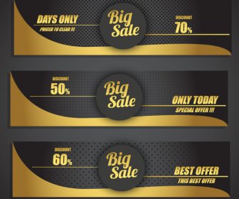 Sales Promotion Banner Sets On Black Yellow Background