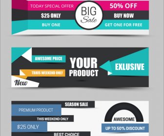 Sales Promotion Banners On Modern Style Background