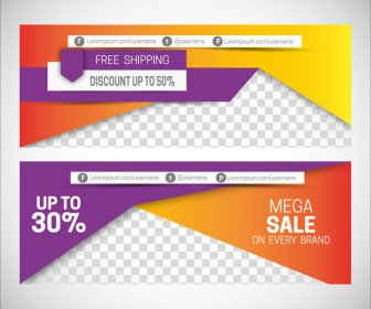 Sales Promotion Banners On 3d Modern Style Background