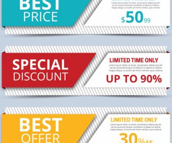 Sales Promotion Banners Sets On 3d Background