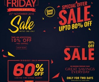 Sales Tag Design Elements Dark Red Yellow Texts