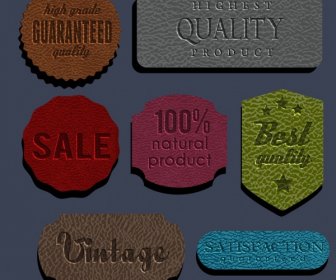 Sales Tags Collection Leather Background Various Colored Shapes