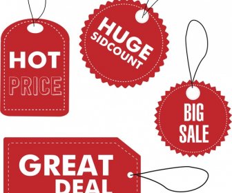 Sales Tags Design With Red Flat Style