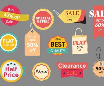 Sales Tags Isolated With Various Colored Shapes