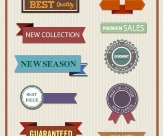 Sales Tags Templates Ribbon Stamp Icons Classical Decor