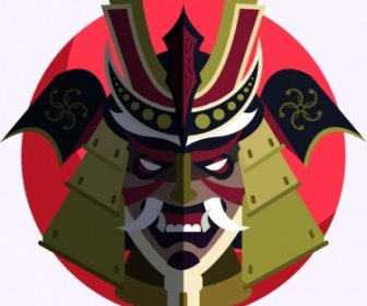 Samurai-Symbol Horror Maske Rüstung Dekor