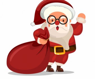 Santa Claus Icon Cute Cartoon Character Sketch