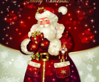 サンタ黄金の輝きクリスマス カード ベクトル