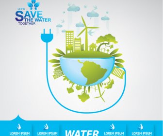 Sparen Sie Wasser Infografiken Vorlage Vektor