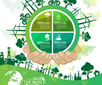 Save World Banner Design With Circle Infographic Illustration