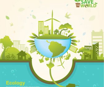 Speichern Der Welt Eco Infografiken Vorlage Vektor
