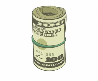 Savings Icons Rolled Dollar Sketch 3d Design