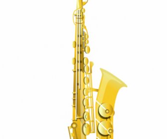Icono De Saxofón Brillante Decoración Dorada Moderna