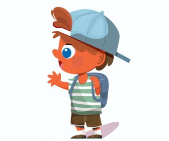 Schoolboy Icon Colored Cartoon Character