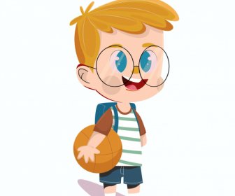 Schoolboy Icon Cute Cartoon Character Sketch