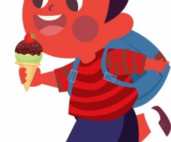 Schoolboy Icon Ice Cream Decor Cute Cartoon Character