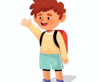 Schuljungen-Symbol Schöne Cartoon-Charakter-Skizze