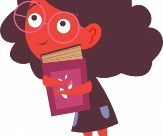 Schoolgirl Icon Colored Cartoon Character Design