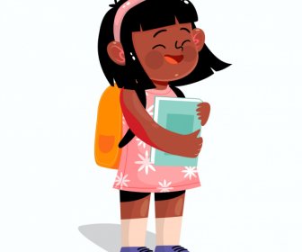Schoolgirl Icon Cute Cartoon Character Sketch