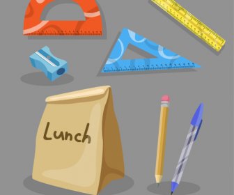 schooling icons educational tools objects sketch
