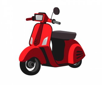 ícone Da Scooter Clássico 3d Esboço -2