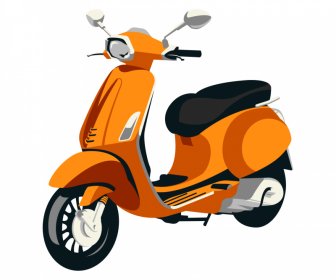 Scooter Icon Classical 3d Outline Orange Decor