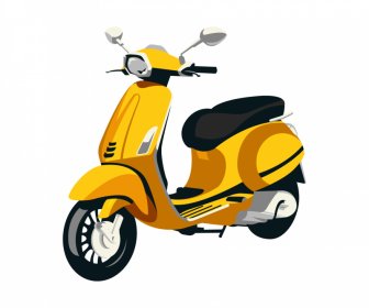 ícone Scooter Elegante Esboço Clássico 3d