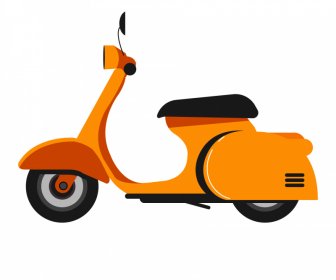 Scooter Icon Flat Classical Handdrawn Outline Side View Sketch