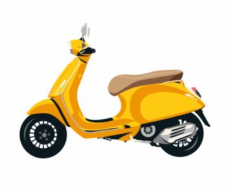 scooter icon side view sketch elegant yellow decor