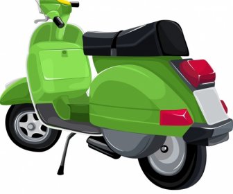 Ikon Sepeda Motor Skuter Hijau Desain 3d Klasik