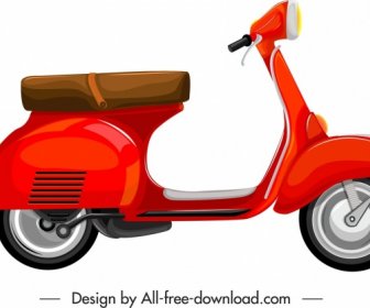 Scooter Moto Icône Brillant Décor Orange