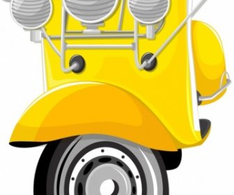 Scooter Motorbike Template Shiny Yellow Sketch Lights Decor
