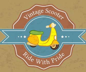 Scooter Stamp Template Bike Icon Vintage Design
