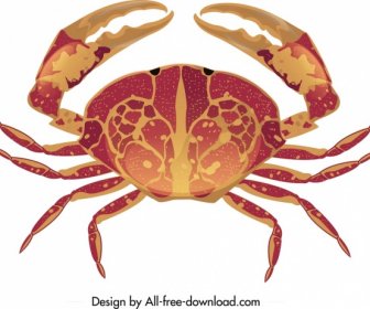 Sea Crab Icon Bright Red Brown Design