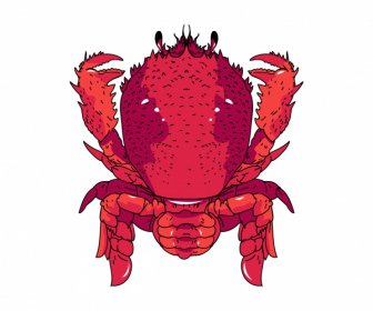 Ikon Kepiting Laut Sketsa Handdrawn Merah