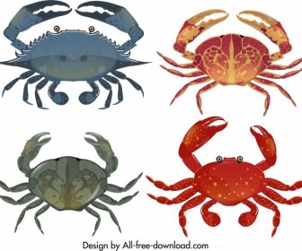 Sea Crab Icon Templates Colorful Modern Design