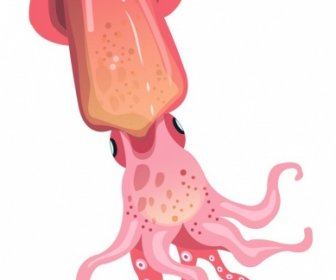 바다 생물 그림 오징어 아이콘 컬러 3d 스케치
