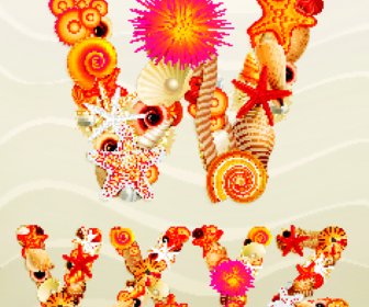 laut elemen alfabet vector set