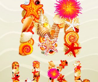 laut elemen alfabet vector set