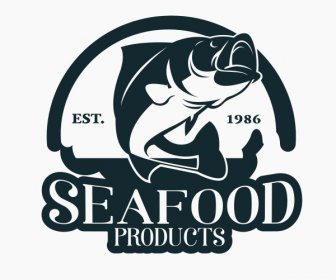 морской пищевой логотип классический дизайн динамический эскиз рыбы