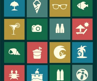 Sea Travel Isolated Icons In Flat Colored Design