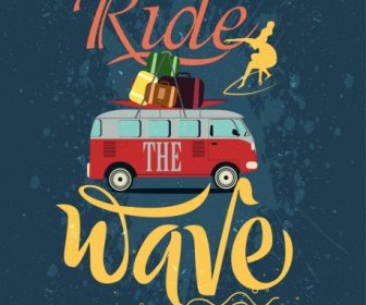 Perjalanan Laut Iklan Mobil Bagasi Dekorasi Kaligrafi Surfer