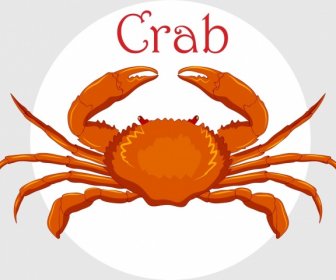 Seafood Background Red Crab Icon Decor