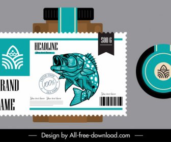 Seafood Label Template Flat Design Classic Handdrawn Decor