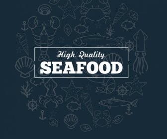 Seafood Promozione Banner Specie Marine Sketch Sfondo