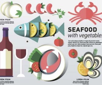 Meeresfrüchte Mit Gemüse Vektor