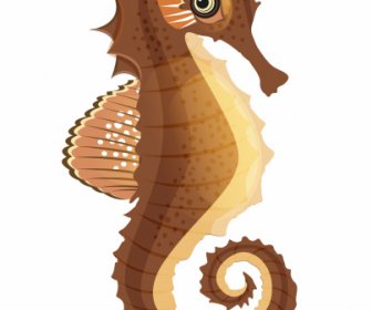Seahorse Icon Colored Closeup Flat Sketch
