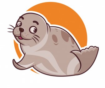 seal animal icon lovely handdrawn cartoon sketch