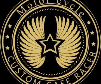 Segel Logo Template Sayap Bintang Dekorasi Berwarna Kuning Gelap