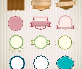 Seal Templates Collection Flat Shapes Plain Checkered Decoration